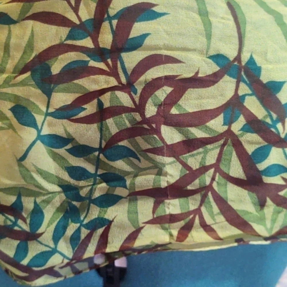 Kenneth Cole Botanical Print Green Silk Scarf